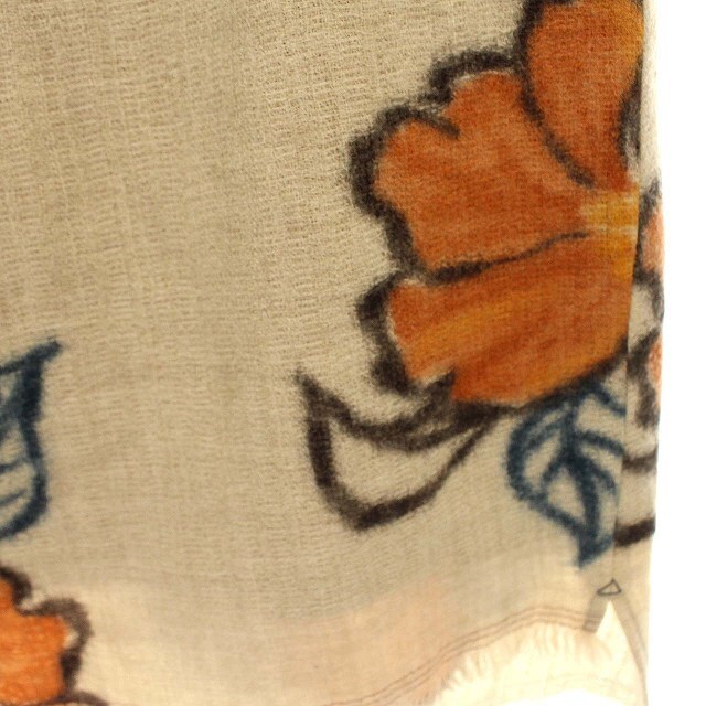 パラスパレス スカート ウール 花柄 アシンメトリー 2 ベージュ オレンジ レディースのスカート(ひざ丈スカート)の商品写真