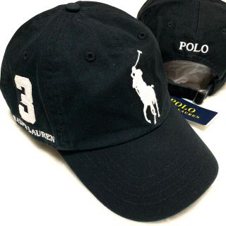 ポロラルフローレン(POLO RALPH LAUREN)のユニセックス 59cm 新品 ビッグポニー ベースボール キャップ / ブラック(キャップ)