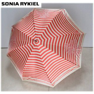 ソニアリキエル(SONIA RYKIEL)の《ソニアリキエル》新品 ロゴ刺繍 花柄 ジャンプ長傘 ワンタッチ 雨傘 8本骨(傘)