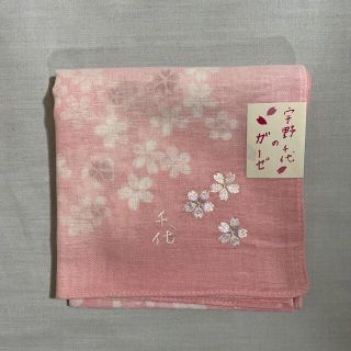 ウノチヨ(宇野千代)の宇野千代　大判　ガーゼハンカチ　未使用品　ピンク　桜　#1665(ハンカチ)