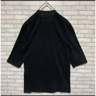 マルタンマルジェラ(Maison Martin Margiela)の値下げ マルジェラ ヘンリーネックTシャツ　《シルク混》 五分丈　ブラック　46(Tシャツ/カットソー(半袖/袖なし))