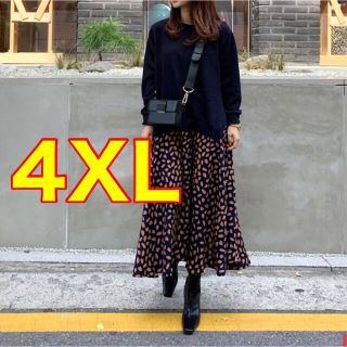 ロングワンピース ドッキングワンピース 一体型 シフォン 春 花柄 花びら4XL(ロングワンピース/マキシワンピース)