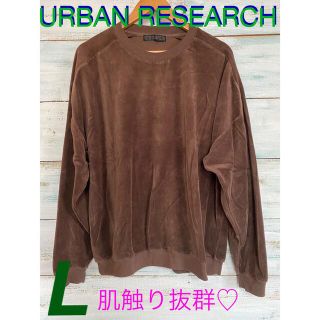 アーバンリサーチ(URBAN RESEARCH)のURBAN RESEARCH 肌触り抜群トレーナー L ベロア風 ダークブラウン(スウェット)