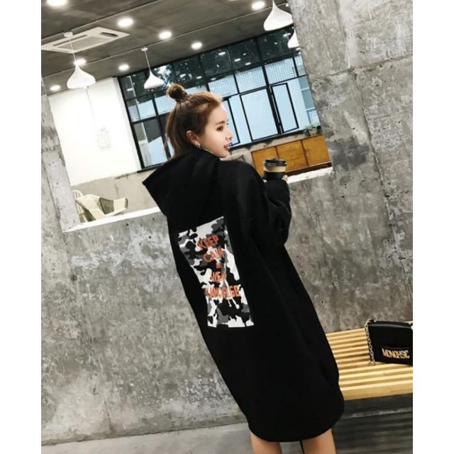 【新品】大人気!LAロゴロングワンピース ストリート 韓国風 個性的 黒 6