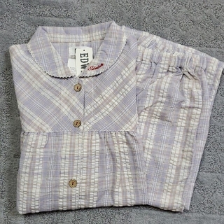 エドウィン(EDWIN)のEDWIN　パジャマ　七分袖　チェック(薄紫)　レディース　Mサイズ(パジャマ)