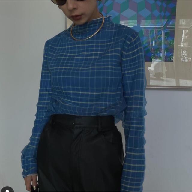 アメリ SIMPLE DOUBLE COLOR CHECK TOP - シャツ/ブラウス(七分/長袖)