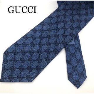 グッチ(Gucci)のグッチ GUCCI ネクタイ ネイビー ブルー 青 GG柄 定番柄 絹 シルク(ネクタイ)