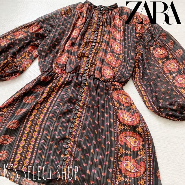 ZARA(ザラ)の❇︎美品❇︎【ZARA】エスニック シアー  ミニワンピース チュニック S レディースのワンピース(ミニワンピース)の商品写真