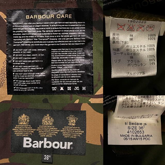 【美品・送料込】Barbour バブアー ビデイルSL 36サイズ