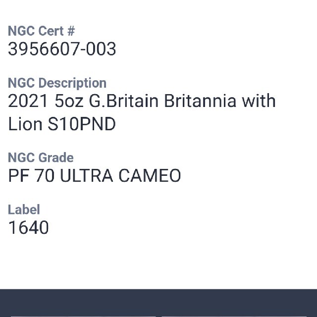 2021年 ブリタニアライオン 5オンス 銀貨NGC PF70UC