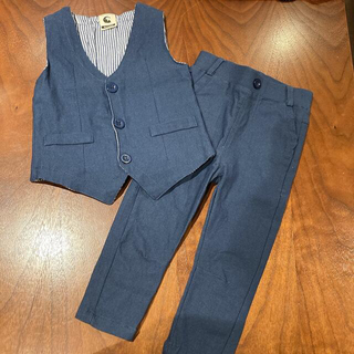 海外子供服　フォーマルセットアップ80サイズ　紺色(セレモニードレス/スーツ)