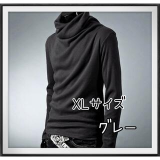 メンズ グレー XLアフガン タートルネック 長袖 カジュアル(Tシャツ/カットソー(七分/長袖))