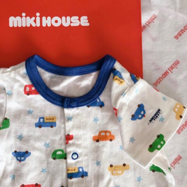 mikihouse(ミキハウス)の60 ミキハウス ファースト 半袖 ロンパース ショートオール くるま 日本製 キッズ/ベビー/マタニティのベビー服(~85cm)(ロンパース)の商品写真