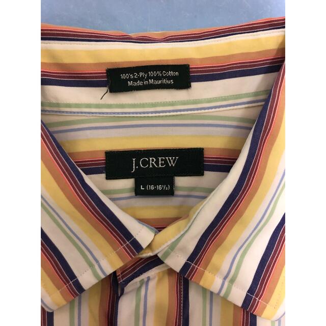 J.Crew(ジェイクルー)の【美品】ジェイクルー　マルチカラーストライプ　半袖シャツ　メンズXL（大きめL） メンズのトップス(シャツ)の商品写真