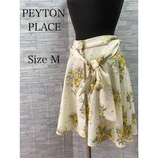 PEYTON PLACE リボン付き花柄スカート　Mサイズ(ひざ丈スカート)