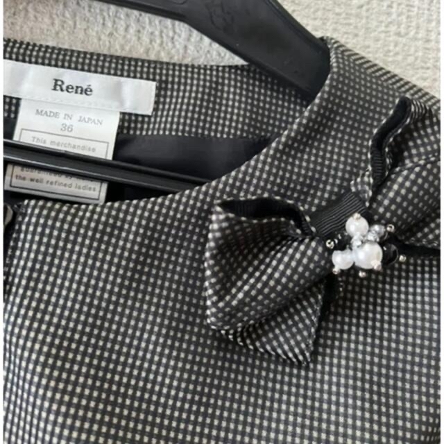 ルネ Rene リボン付き チェック ワンピース ジャンパースカート ☆新春