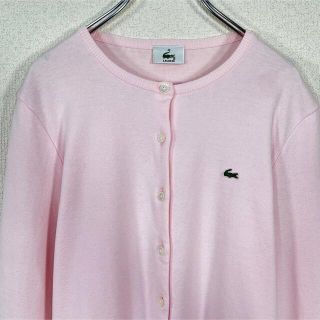 ラコステ(LACOSTE)の【美品】ラコステ/LACOSTE ニットカーディガン　復刻版　文字ワニ　ロゴ刺繍(カーディガン)