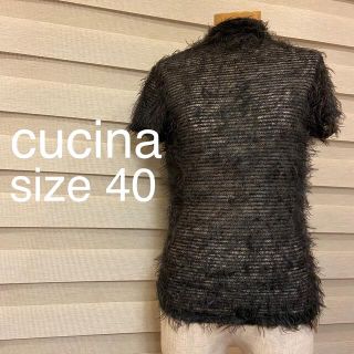 クチーナ cucina 半袖 カットソー  シースルー モヘア 40 ブラック(カットソー(半袖/袖なし))