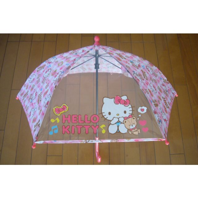●子供用傘・ハローキティ　チェック柄・40cmの傘・新品・未使用品 キッズ/ベビー/マタニティのこども用ファッション小物(傘)の商品写真