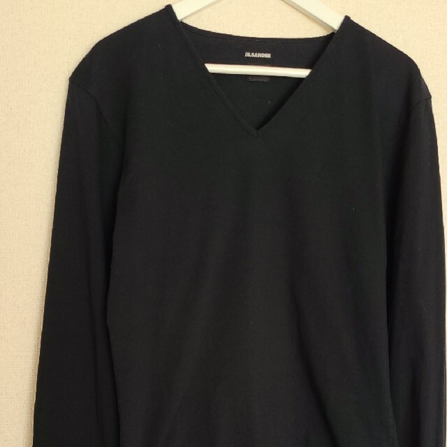 Jil Sander(ジルサンダー)のJIL SANDERジルサンダーVネック長袖tシャツ ブラック sizeS メンズのトップス(Tシャツ/カットソー(七分/長袖))の商品写真