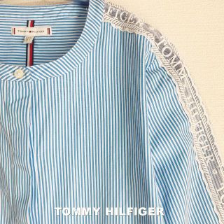 トミーヒルフィガー(TOMMY HILFIGER)の【TOMMY HILFIGER】 袖レースブランドロゴ フライフロント シャツ(シャツ/ブラウス(長袖/七分))