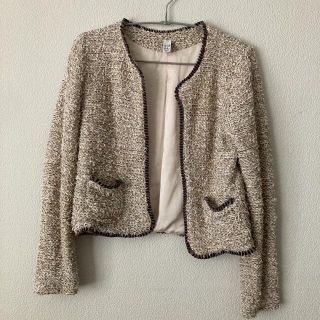 ザラ(ZARA)の【ZARA】ノーカラージャケット ツイードジャケット(ノーカラージャケット)