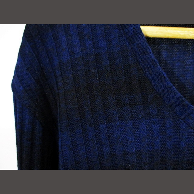 JACKROSE(ジャックローズ)のジャックローズ Jackrose Vネック ニット 長袖 青 黒 柄 L ZX メンズのトップス(ニット/セーター)の商品写真