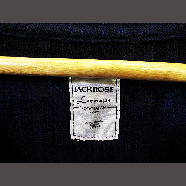 JACKROSE(ジャックローズ)のジャックローズ Jackrose Vネック ニット 長袖 青 黒 柄 L ZX メンズのトップス(ニット/セーター)の商品写真