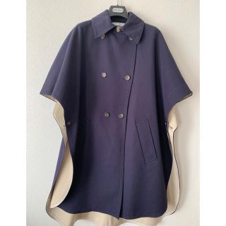 マックスマーラ(Max Mara)のMAX MARA マックスマーラ　ケープ　ポンチョ　ネイビー　フリーサイズ　新品(ポンチョ)