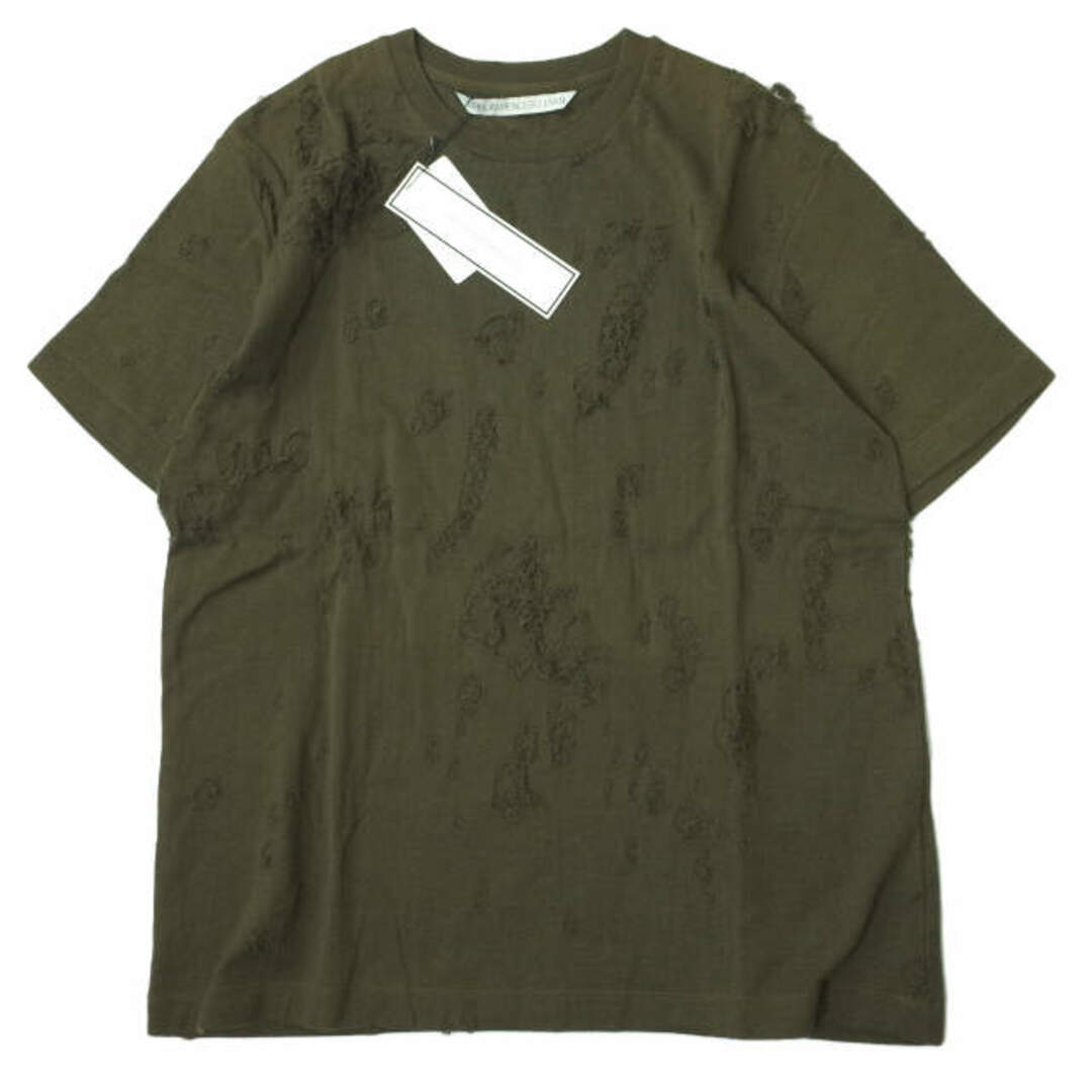 JOHN LAWRENCE SULLIVAN ジョンローレンスサリバン 日本製 DAMAGED TEE ダメージ加工Tシャツ 5A010'17-16 S KHAKI 半袖 クルーネック トップス【新古品】【JOHN LAWRENCE SULLIVAN】