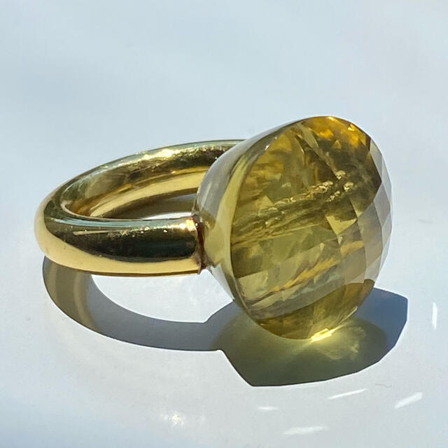 大粒　レモンクォーツ　キャンディリング　インドジュエリー レディースのアクセサリー(リング(指輪))の商品写真