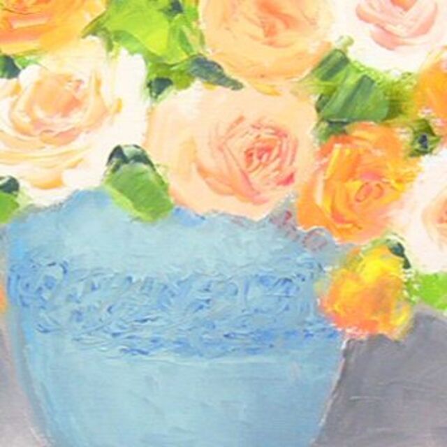 絵画 油絵 青木今陽 肉筆油絵 静物画 オレンジ色と白い花 絵画 油絵 青木今陽 肉筆油絵 静物画 オレンジ色と白い花
