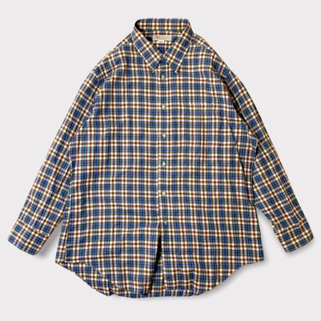 Aquascutum (M) チェック柄　カジュアル シャツ Yシャツ 長袖