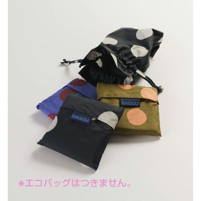 BAGGU(バグゥ)のBAGGU　巾着袋　ブラックドット　水玉　エコバッグ　収納袋　新品未使用 レディースのバッグ(エコバッグ)の商品写真