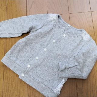 女児　カーディガン　95　グレー　レース(カーディガン)