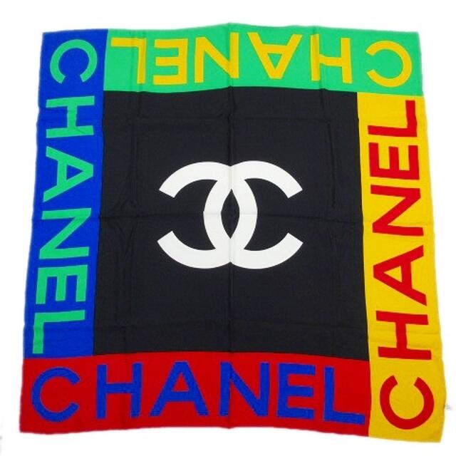 シャネル CHANEL ビッグ ココマーク 大判 スカーフ 黒 白/☆I30ファッション小物