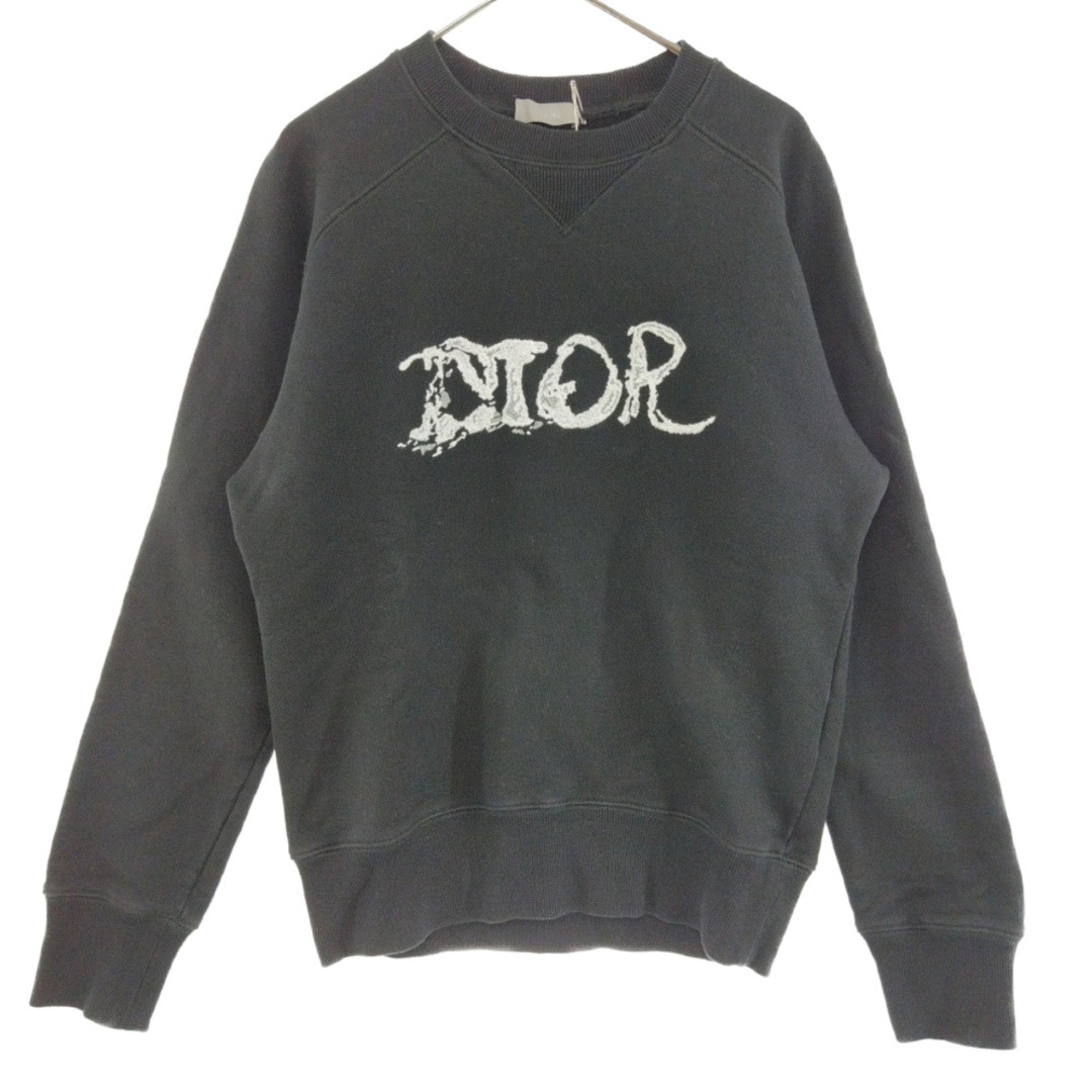 DIOR ディオール 21AW×PETER DOIG フロントロゴ刺繍クルーネックスウェットトレーナー ピータードイグ 143J684C0531 ブラック