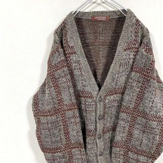 ナチュラルヴィンテージ(natuRAL vintage)の【T様用】カーディガン　ニット　太アーム　チェック　くるみボタン　ウール(カーディガン)