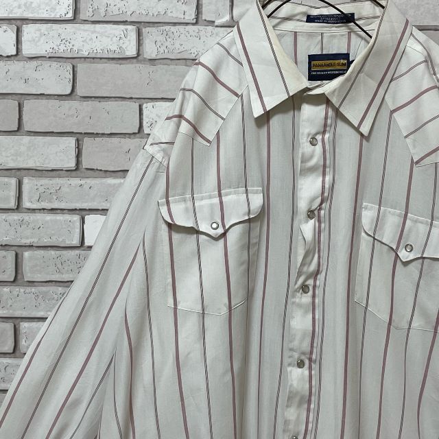 レア PANHANDLE SLIM 長袖シャツ ストライプ柄 ホワイト＆レッドL メンズのトップス(シャツ)の商品写真