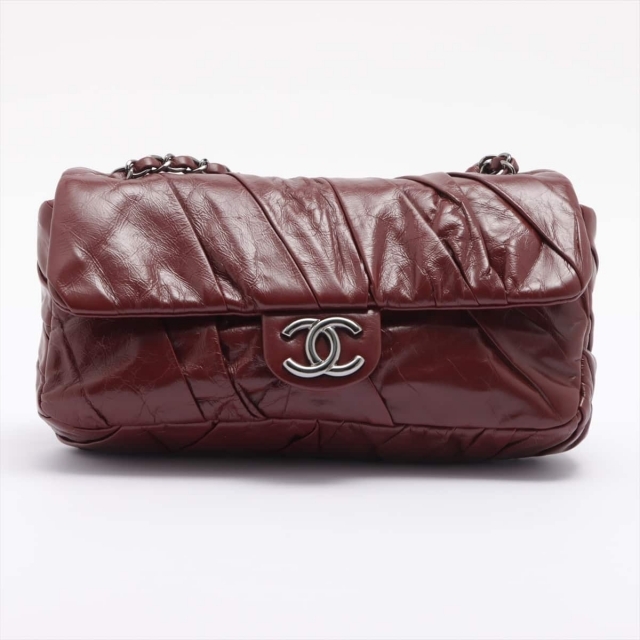 CHANEL - シャネル  コーティングレザー  ボルドー レディース ショルダーバッグ