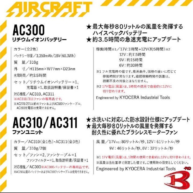 バートルAC300バッテリーブラックAC311ファンスパイダーレッドセット