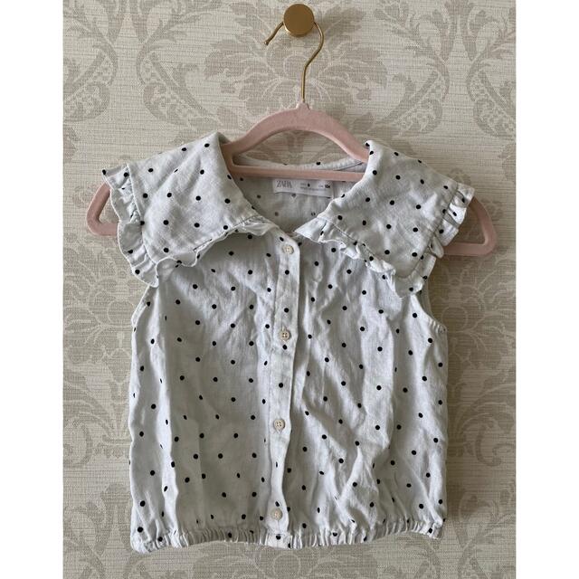 ZARA KIDS(ザラキッズ)のZARA／ビックレース襟ドットトップス キッズ/ベビー/マタニティのキッズ服女の子用(90cm~)(ブラウス)の商品写真