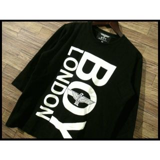 ボーイロンドン(Boy London)のG② ボーイロンドン ビッグ ロゴ プリント 七分袖 Tシャツ カットソー 黒M(Tシャツ/カットソー(七分/長袖))