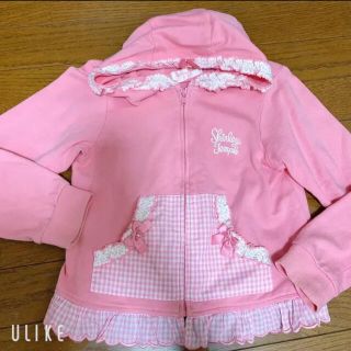 シャーリーテンプル(Shirley Temple)の♡シャーリーテンプル ピンクフリルフード付きパーカー【130cm】♡(ジャケット/上着)