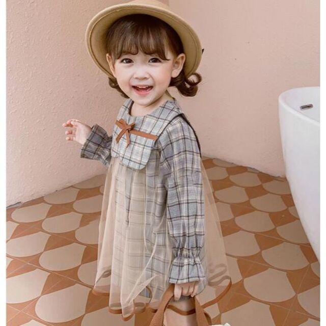 春レディース ワンピース 秋服 長袖 チェック バックリボン ロング丈 ...