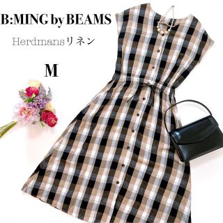 ビーミング ライフストア バイ ビームス(B:MING LIFE STORE by BEAMS)のB:MING by BEAMS リネン混 ギンガムチェック シャツワンピース(ロングワンピース/マキシワンピース)