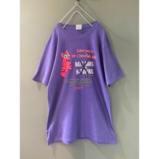 古着 ビンテージ Tシャツ パープル 紫 プリント デザイン(Tシャツ(半袖/袖なし))