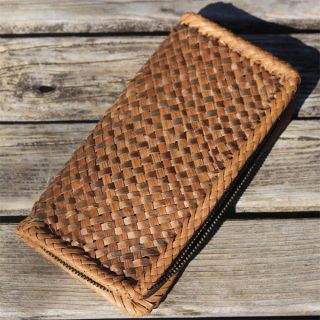 長財布　くるみ 山胡桃木 山葡萄 籠 バッグ 小銭入れ　ポーチ財布 (長財布)