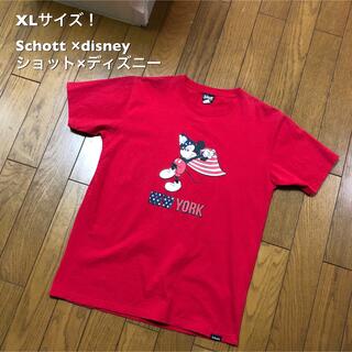 ショット(schott)のXLサイズ！Schott ×disney(ショット×ディズニー)古着半袖Tシャツ(Tシャツ/カットソー(半袖/袖なし))