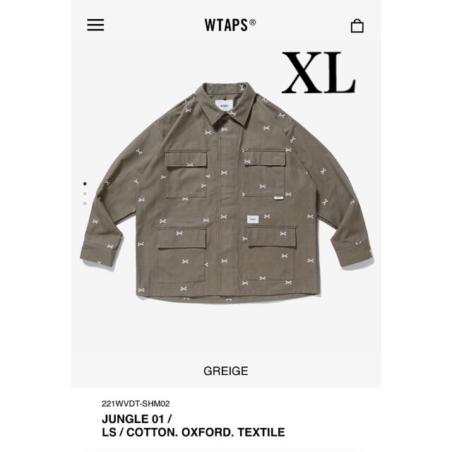 WTAPS 22ss JUNGLE 01/LS GREIGE XL 新品未使用シャツ